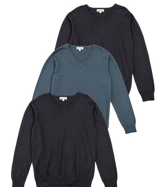 Bhumi Organic Cotton - Mens Fine Knit V-Neck Sweater Bundle
