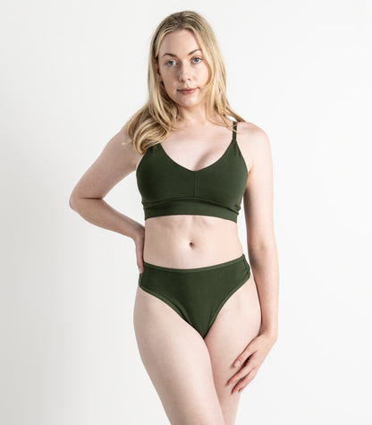 Bhumi Organic Cotton - High Rise G String (2 Pack) - Kombu Green