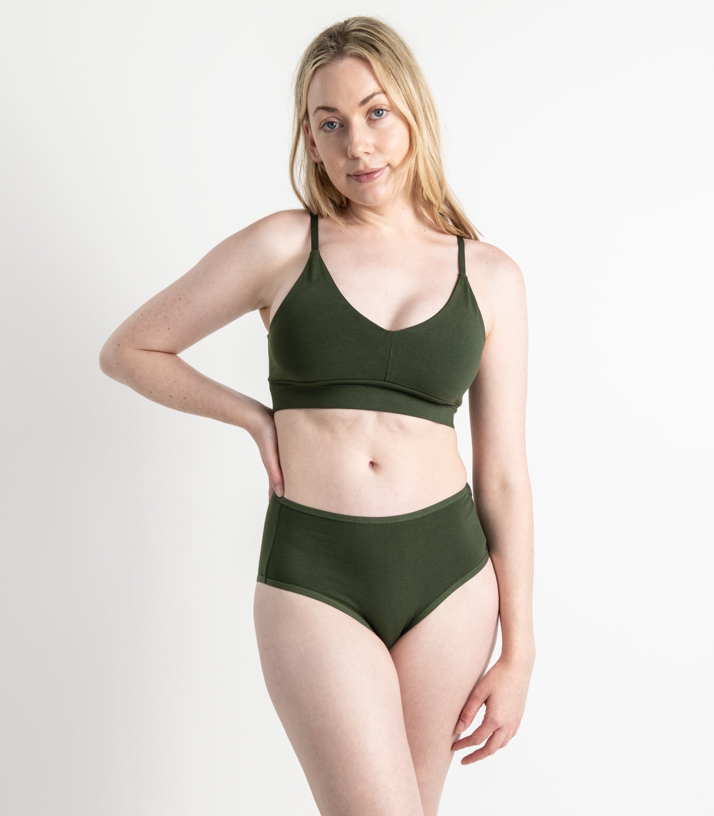 Bhumi Organic Cotton - Hi Cut Brief (2 Pack) - Kombu Green