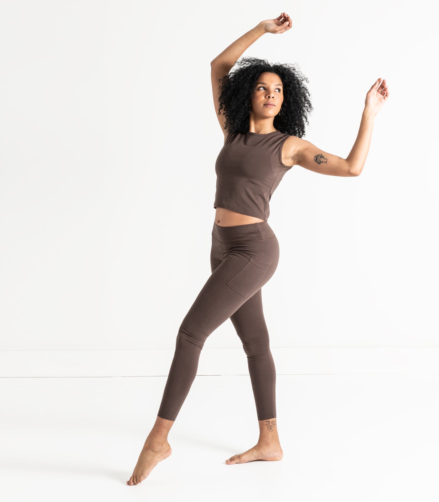 Sleeveless Fitted Crop Top - Chocolate Martini