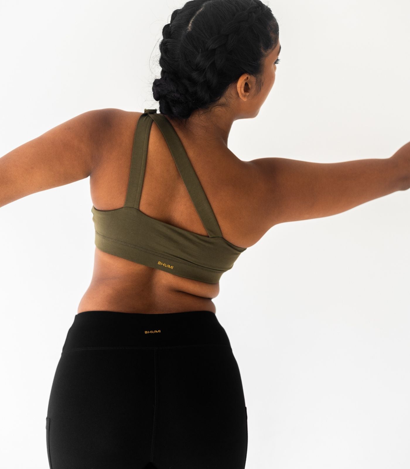 One Shoulder Crop Top - Dark Olive