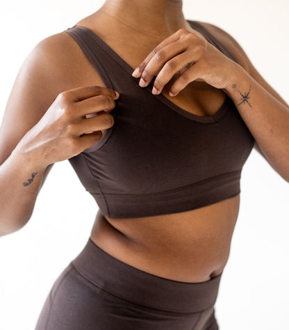 V Neck Crop Top - Chocolate Martini