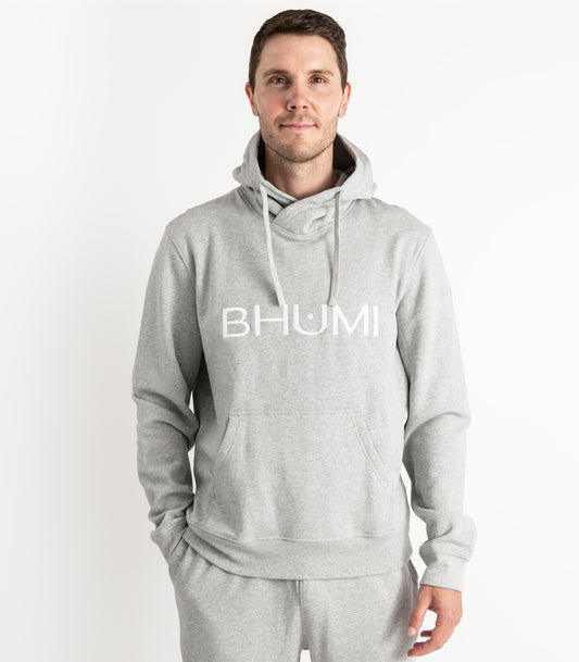 Bhumi Organic Cotton - Men's Hoodie - Logo - Light Grey Melange