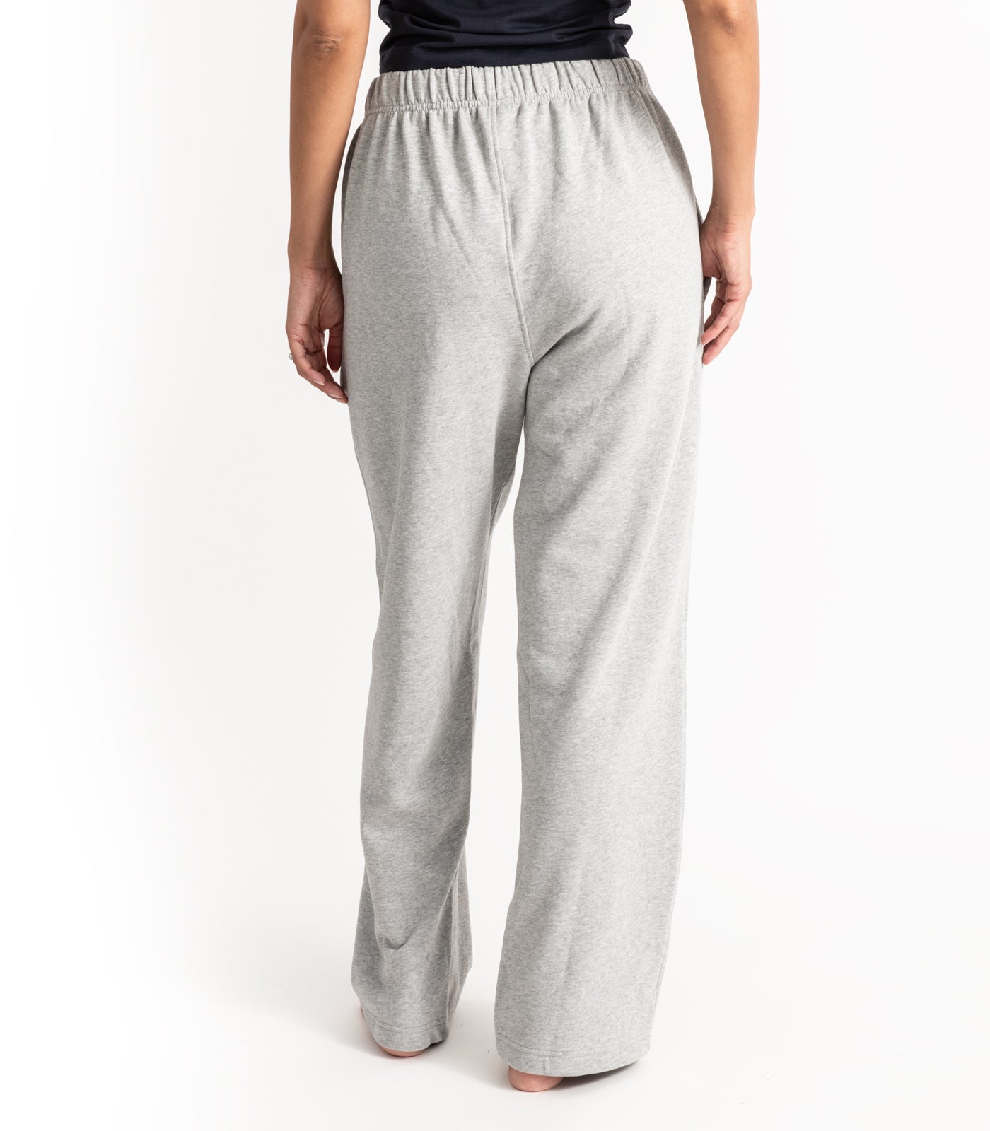 Bhumi Organic Cotton - Wide Leg Track Pant - Fleece - Light Grey Melange