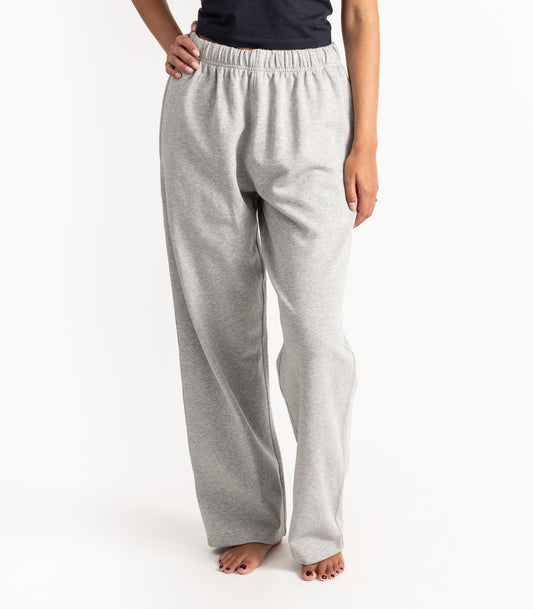 Bhumi Organic Cotton - Wide Leg Track Pant - Fleece - Light Grey Melange