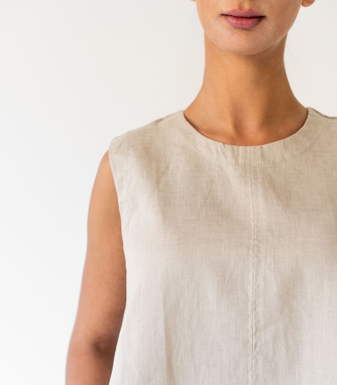 Organic Linen Sleeveless Lounge Shirt - Raw