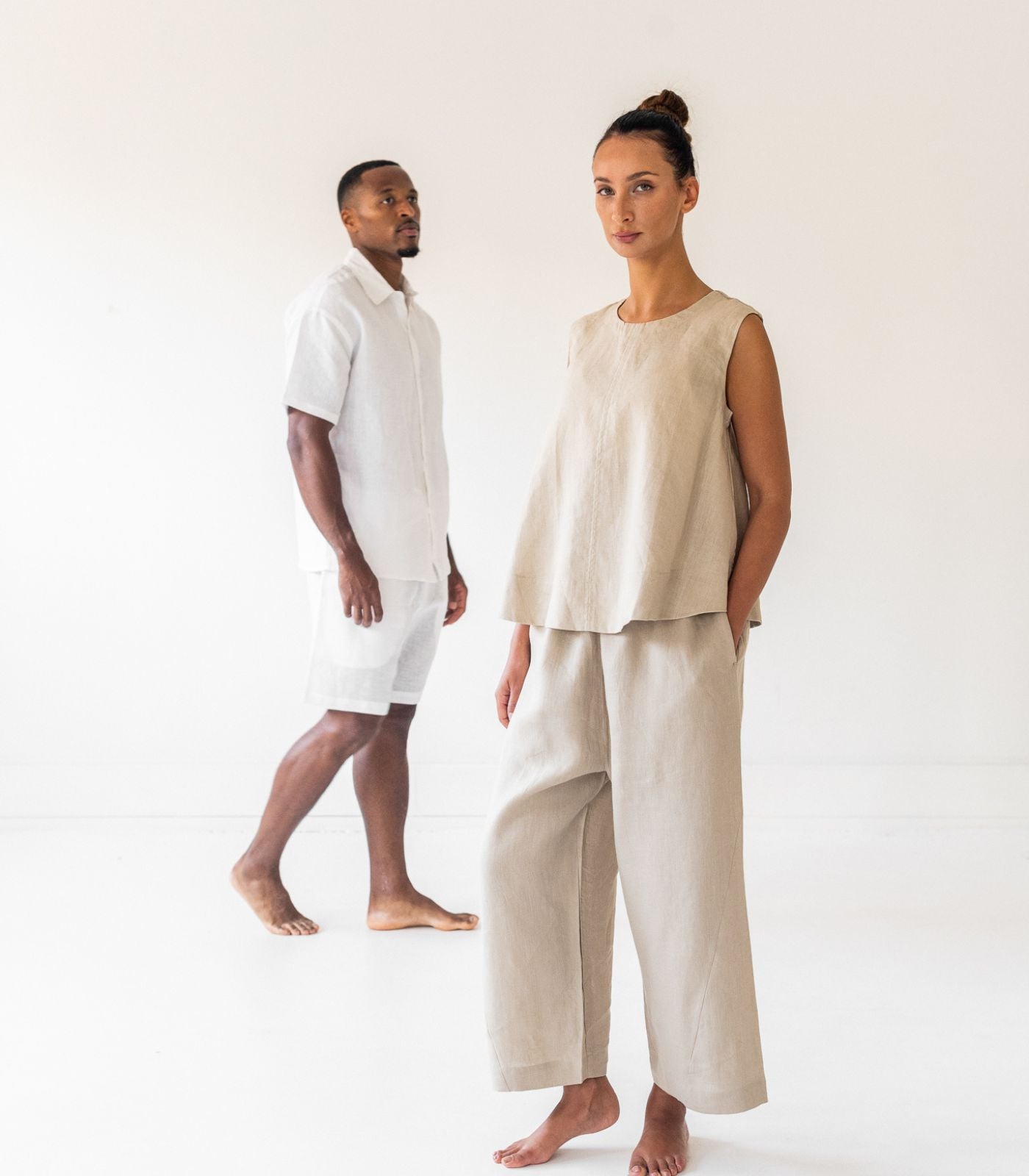 Organic Linen Balloon Lounge Pants - Raw