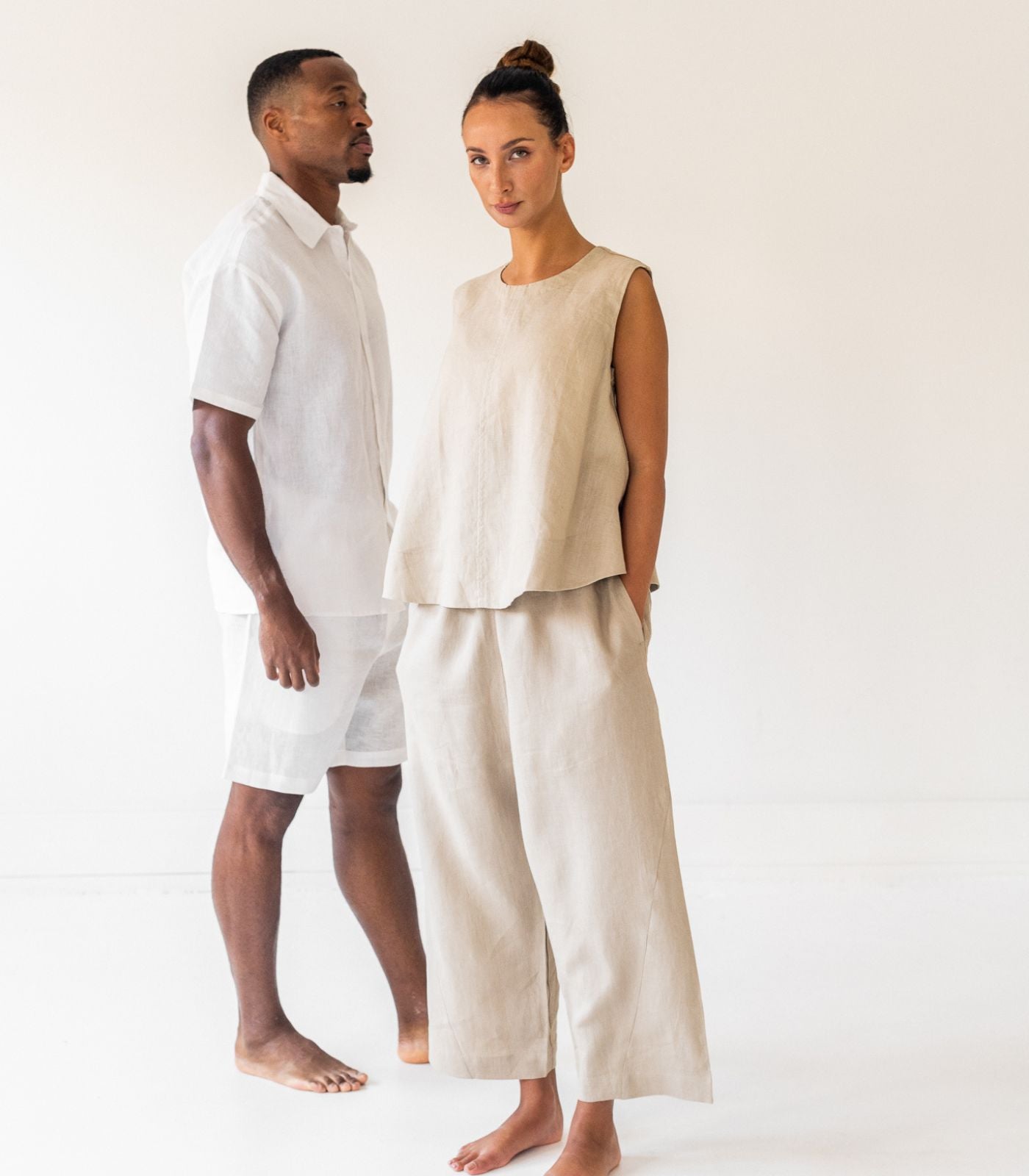 Men’s Organic Linen Lounge Shorts - White