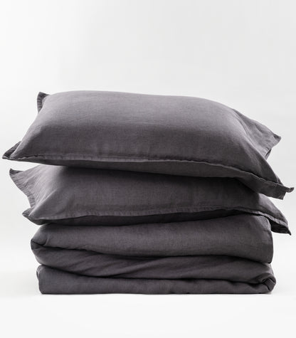 Linen Quilt Cover Set - Ash