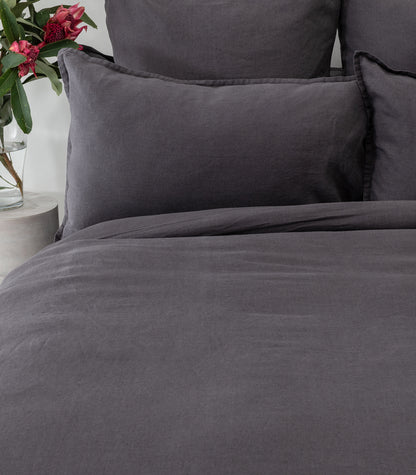 Linen Quilt Cover Set - Ash