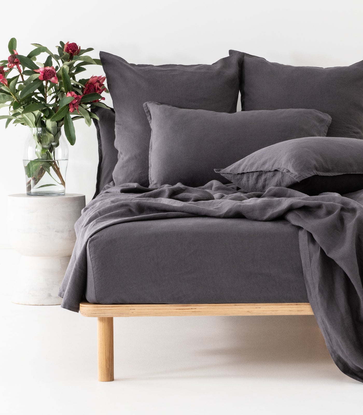 Linen Fitted Sheet Set - Ash