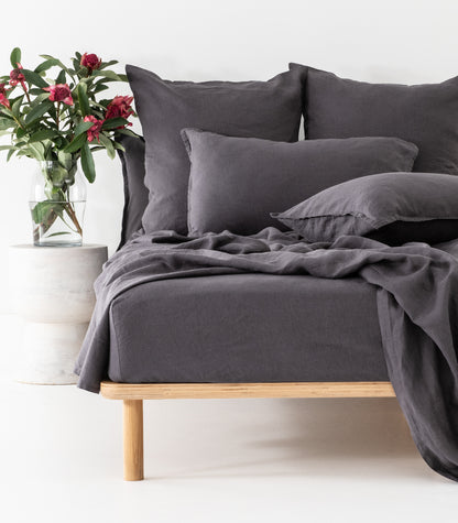 Linen Fitted Sheet Set - Ash