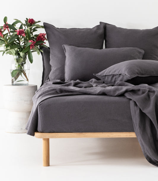 Linen Fitted Sheet Set - Ash