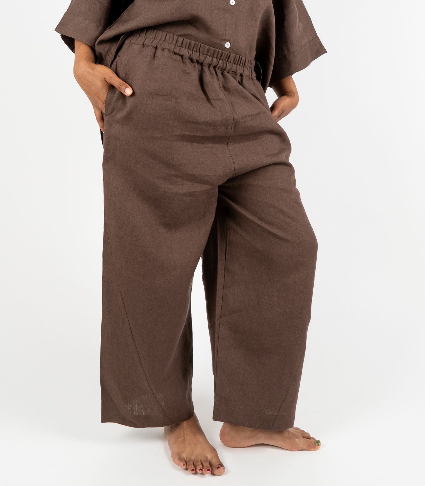 Organic Linen Balloon Lounge Pants - Chocolate