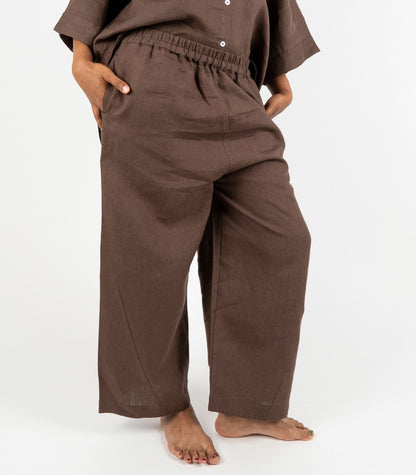 Organic Linen Balloon Lounge Pants - Chocolate