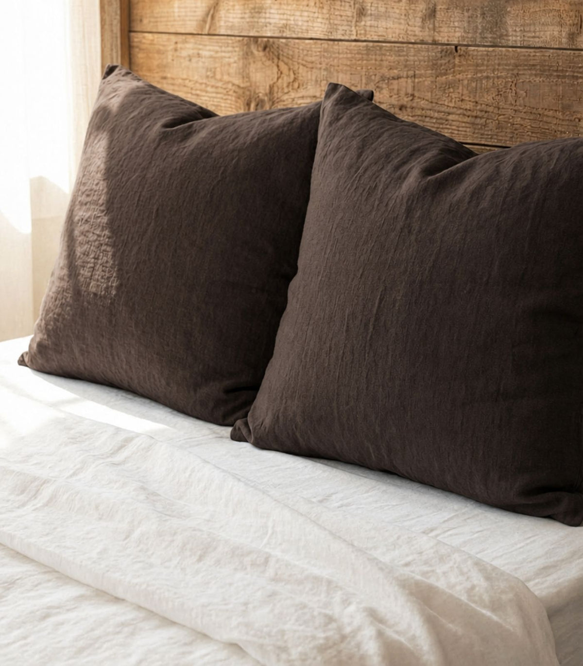 Linen European Pillow Cases - Chocolate