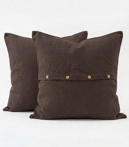 Linen European Pillow Cases - Chocolate