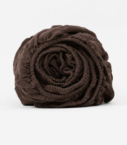 Linen Fitted Sheet - Chocolate