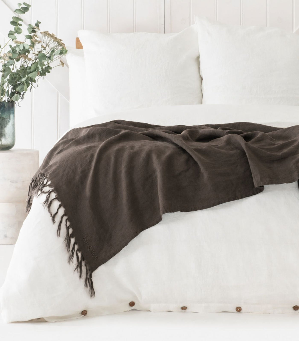 Linen Throw - Chocolate