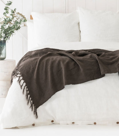 Linen Throw - Chocolate