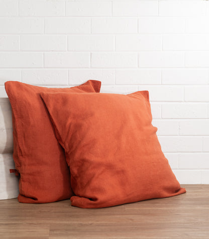 Linen Pillow Cases (pair) - European - Rust