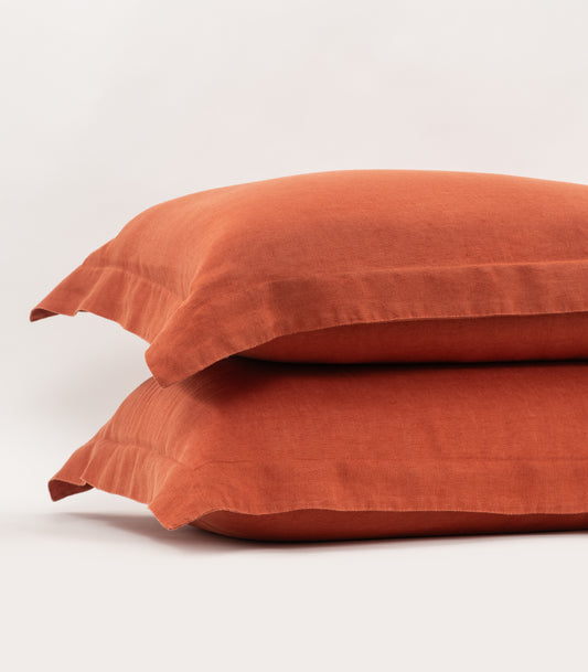 Bhumi Organic Cotton - Linen Pillow Cases (Pair) - Rust