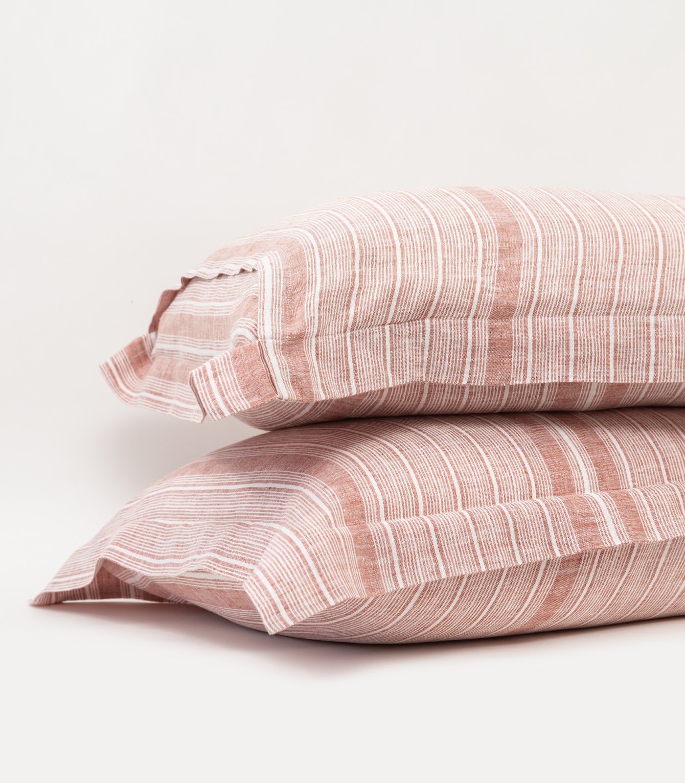 Bhumi Organic Cotton - Linen Pillow Cases (Pair) - Rust Stripe