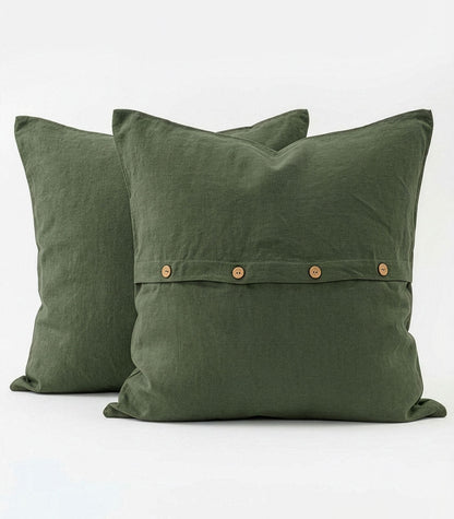 Linen European Pillow Cases - Bronze Green