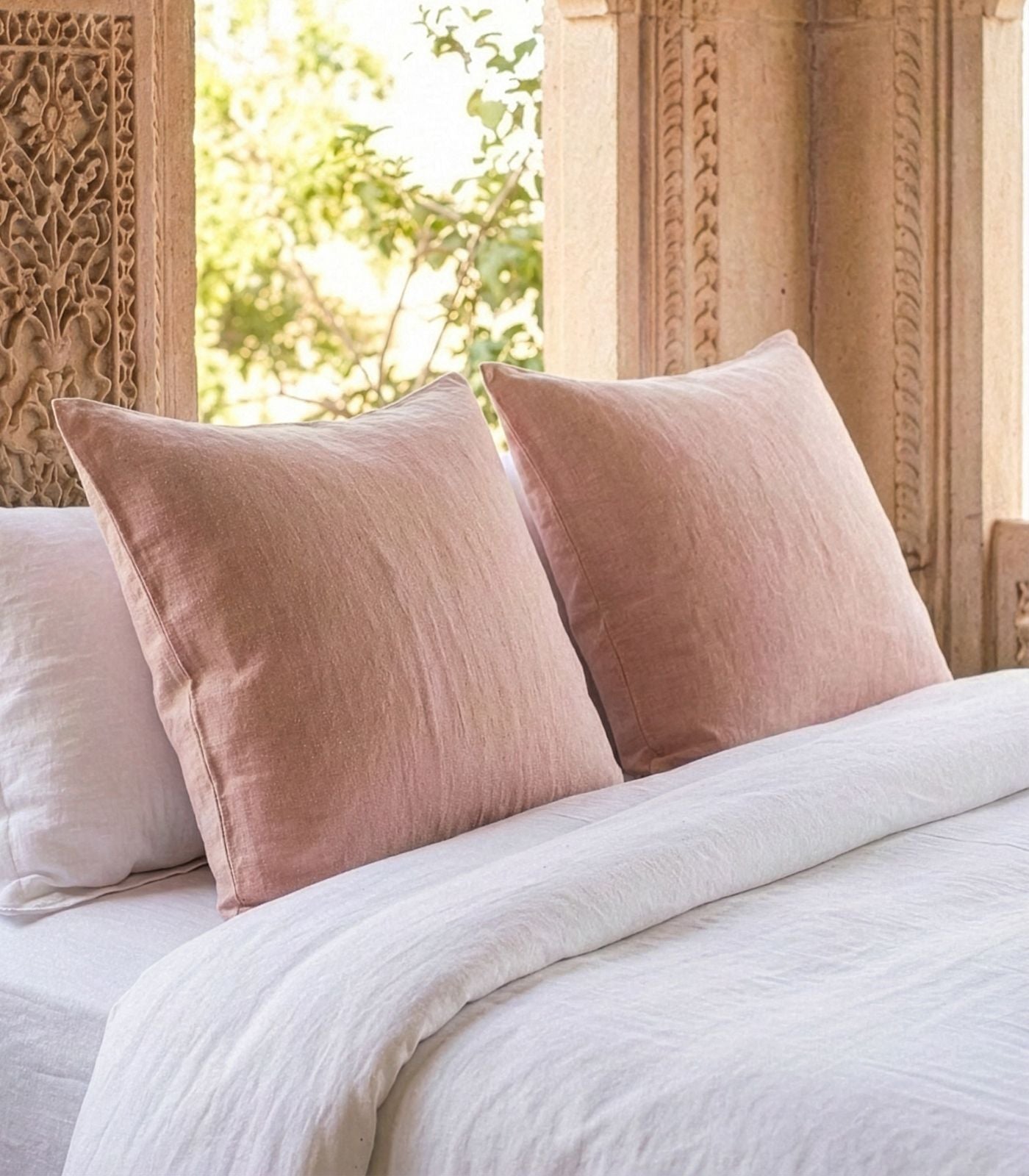 Linen European Pillow Cases - Terracotta Blush