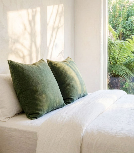 Linen European Pillow Cases - Bronze Green