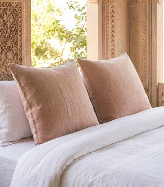 Linen European Pillow Cases - Terracotta Blush