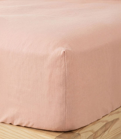 Linen Fitted Sheet - Terracotta Blush