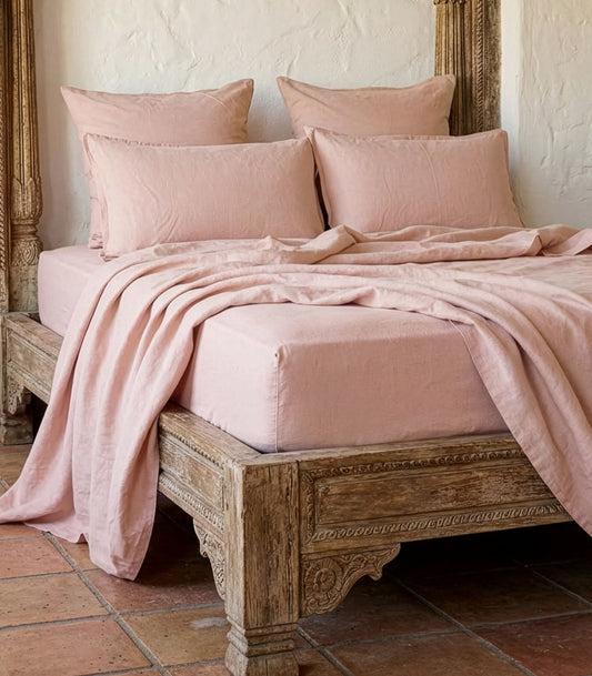Linen Fitted Sheet - Terracotta Blush
