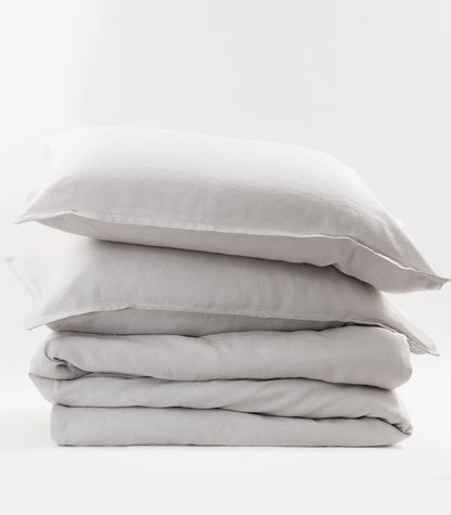 Linen Quilt Cover Set - Fog