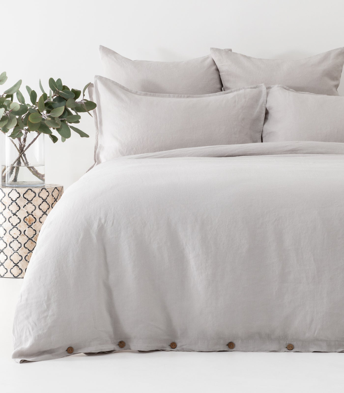Linen Quilt Cover Set - Fog
