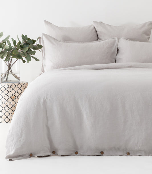 Linen Quilt Cover Set - Fog