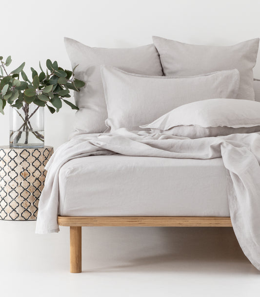 Linen Fitted Sheet Set - Fog