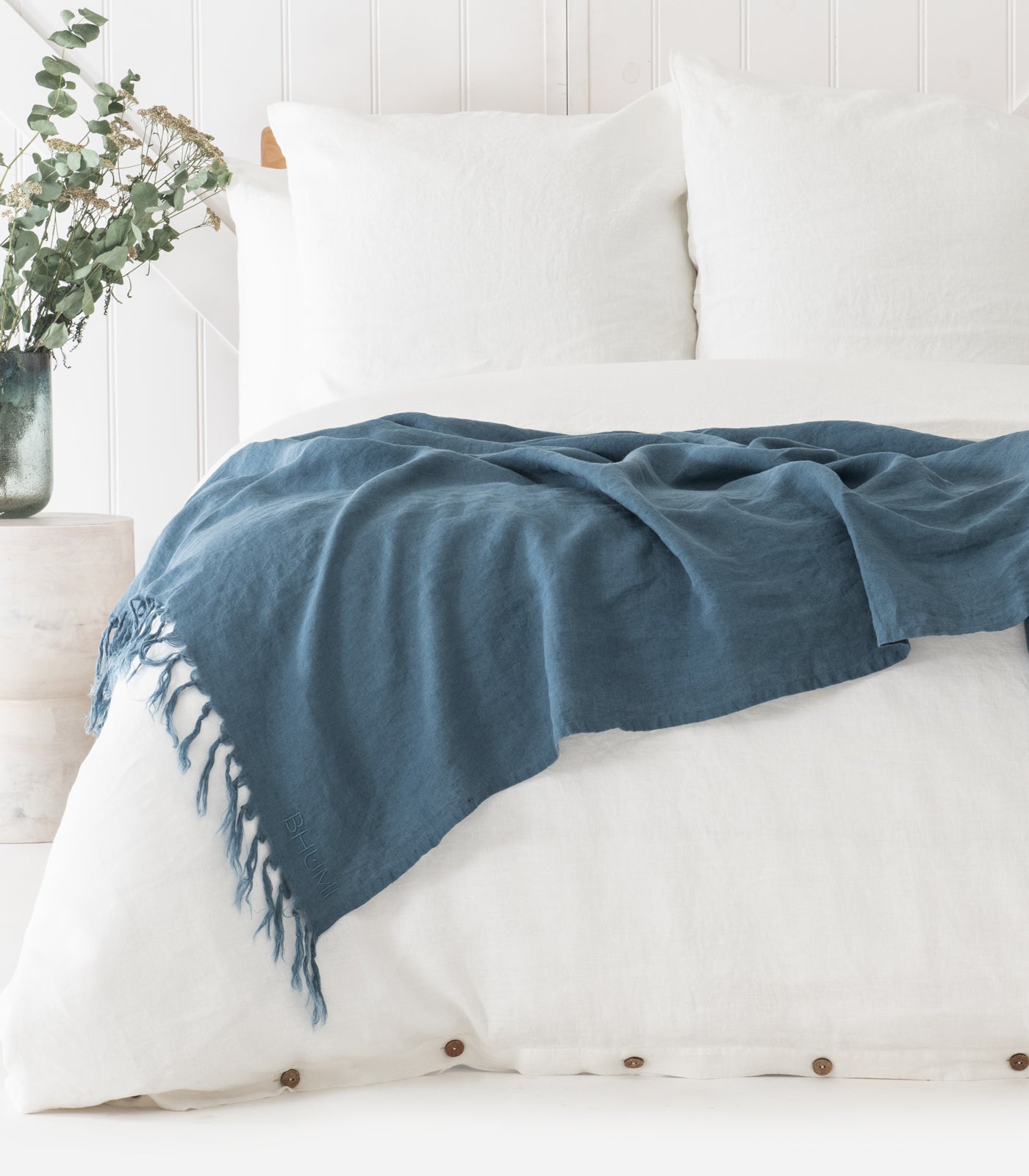 Linen Throw - Indian Teal