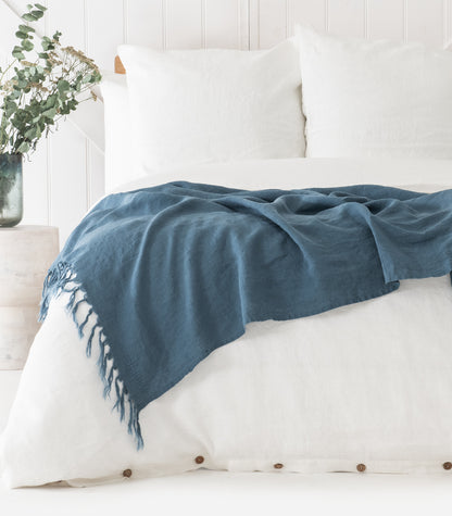 Linen Throw - Indian Teal
