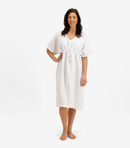 Bhumi Organic Cotton - Linen Kaftan - Sky Blue Stripe