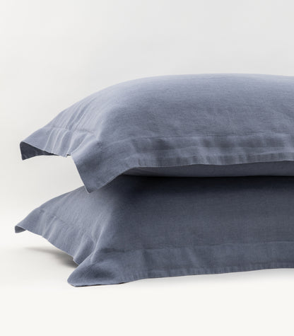 Bhumi Organic Cotton - Linen Pillow Cases (Pair) - Metallic Blue