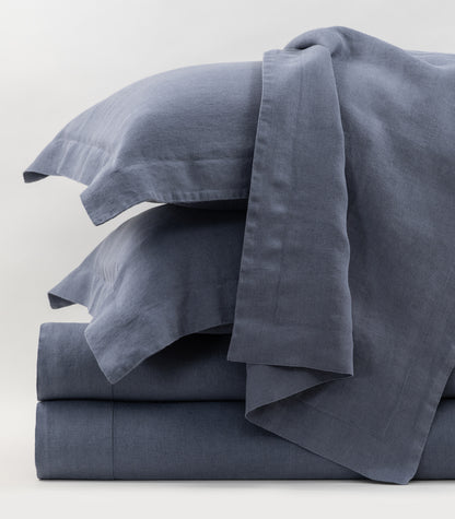 Bhumi Organic Cotton - Linen Sheet Set - Metallic Blue