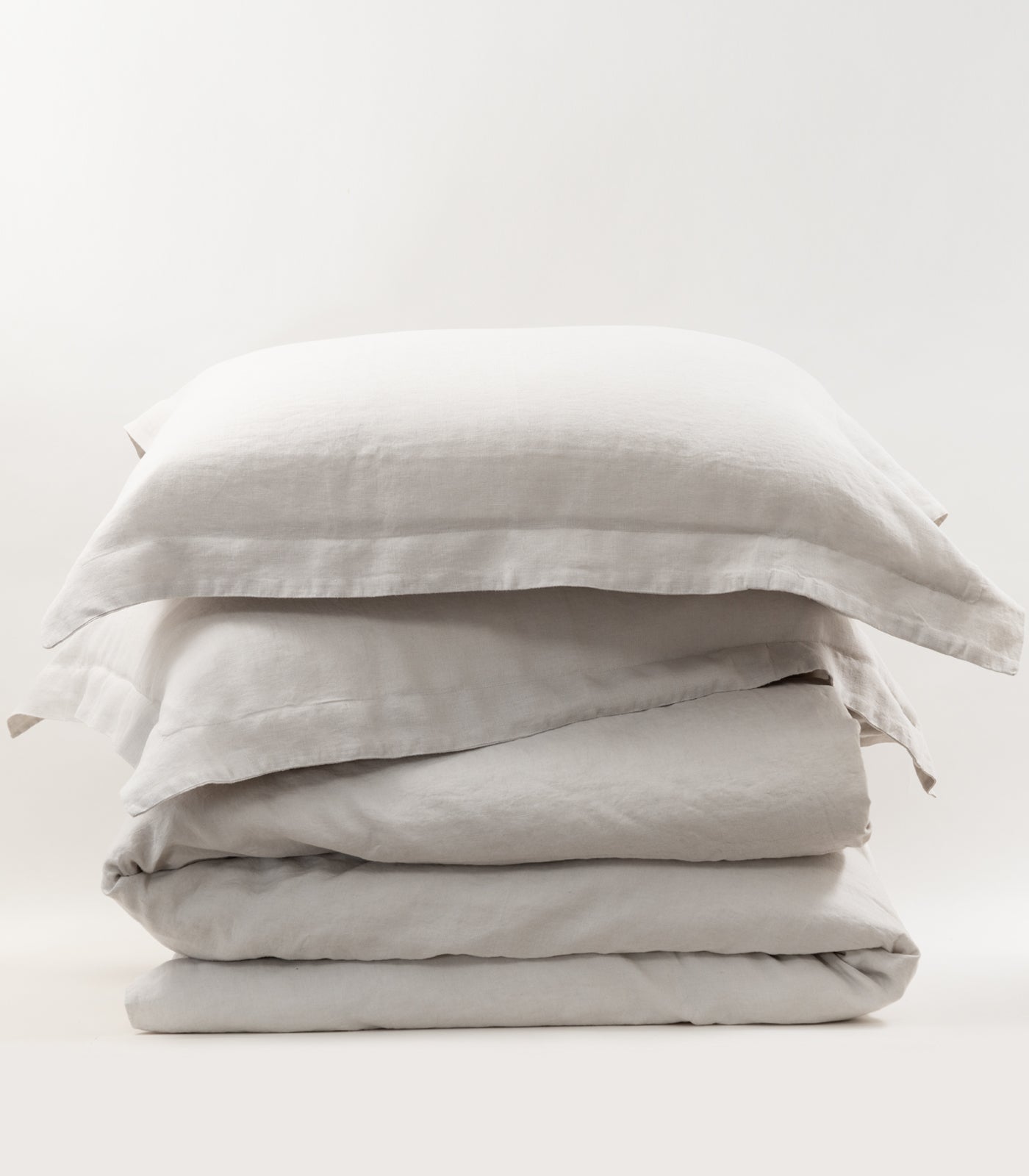 Bhumi Organic Cotton - Linen Plain Quilt Cover Set - Ice