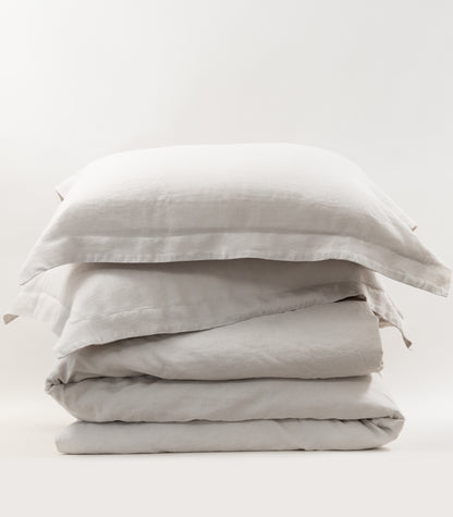 Bhumi Organic Cotton - Linen Plain Quilt Cover Set - Ice