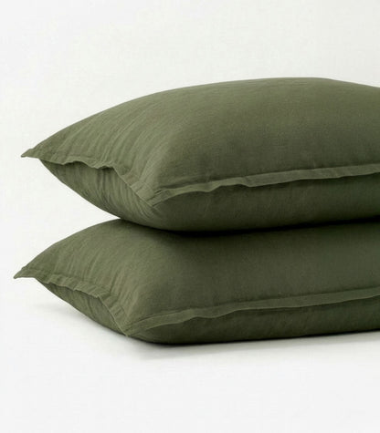 Linen Pillow Case - Bronze Green