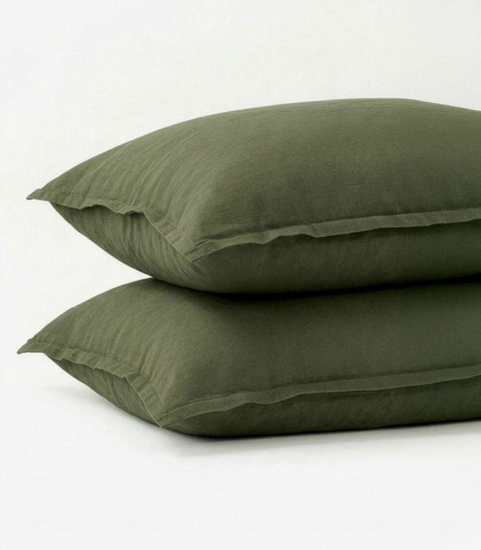 Linen Pillow Case - Bronze Green