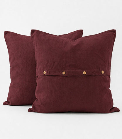 Linen European Pillow Cases - Plum