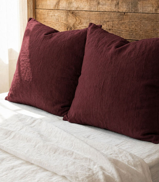 Linen European Pillow Cases - Plum