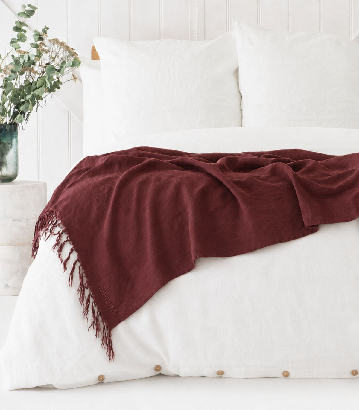 Linen Throw - Plum
