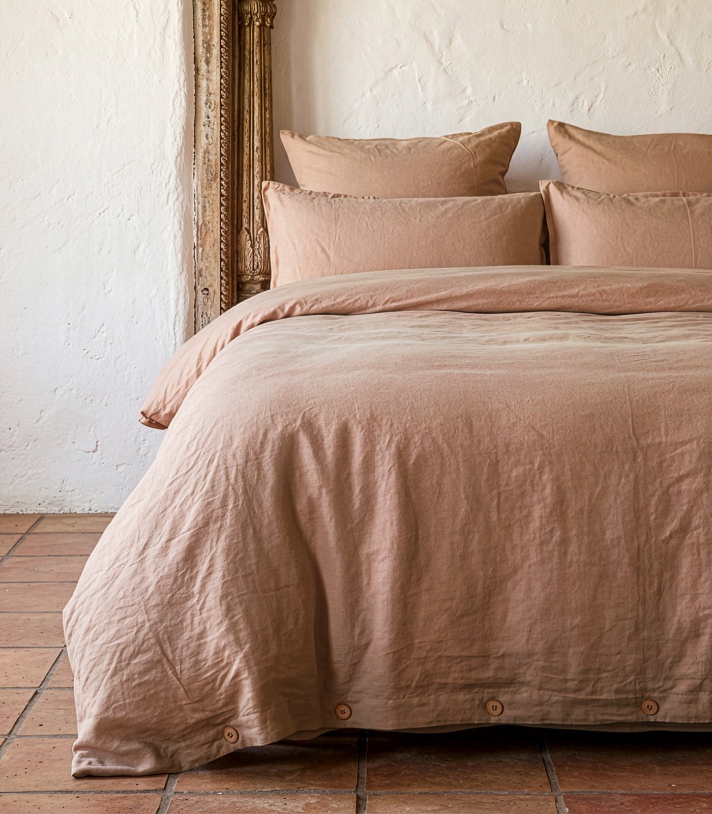 Linen Quilt Cover Set - Terracotta Blush